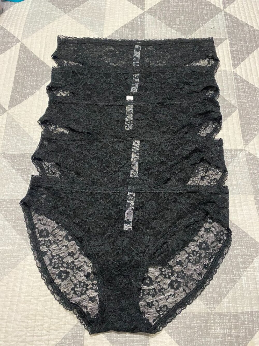 NWT Victoria's Secret Black Floral Lace Bikini Panties  (Pack of 5) Size XL